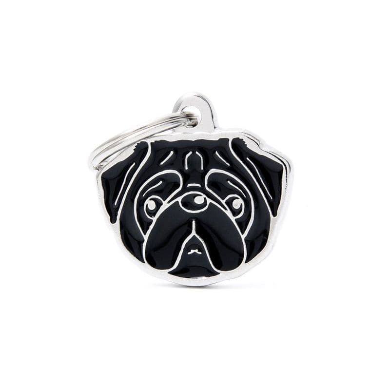 MyFamily Black Pug Engraved Tag
