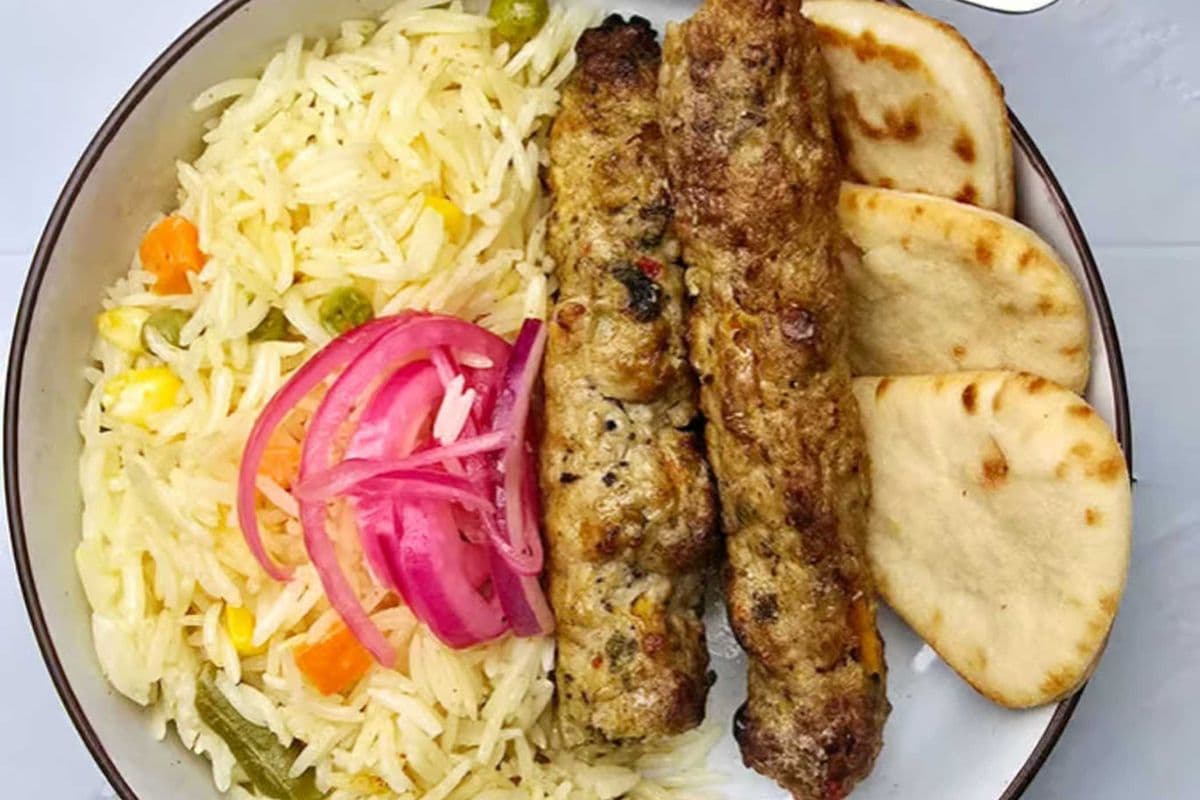 Seekh Kebab Rice Bowl with Mini Naan