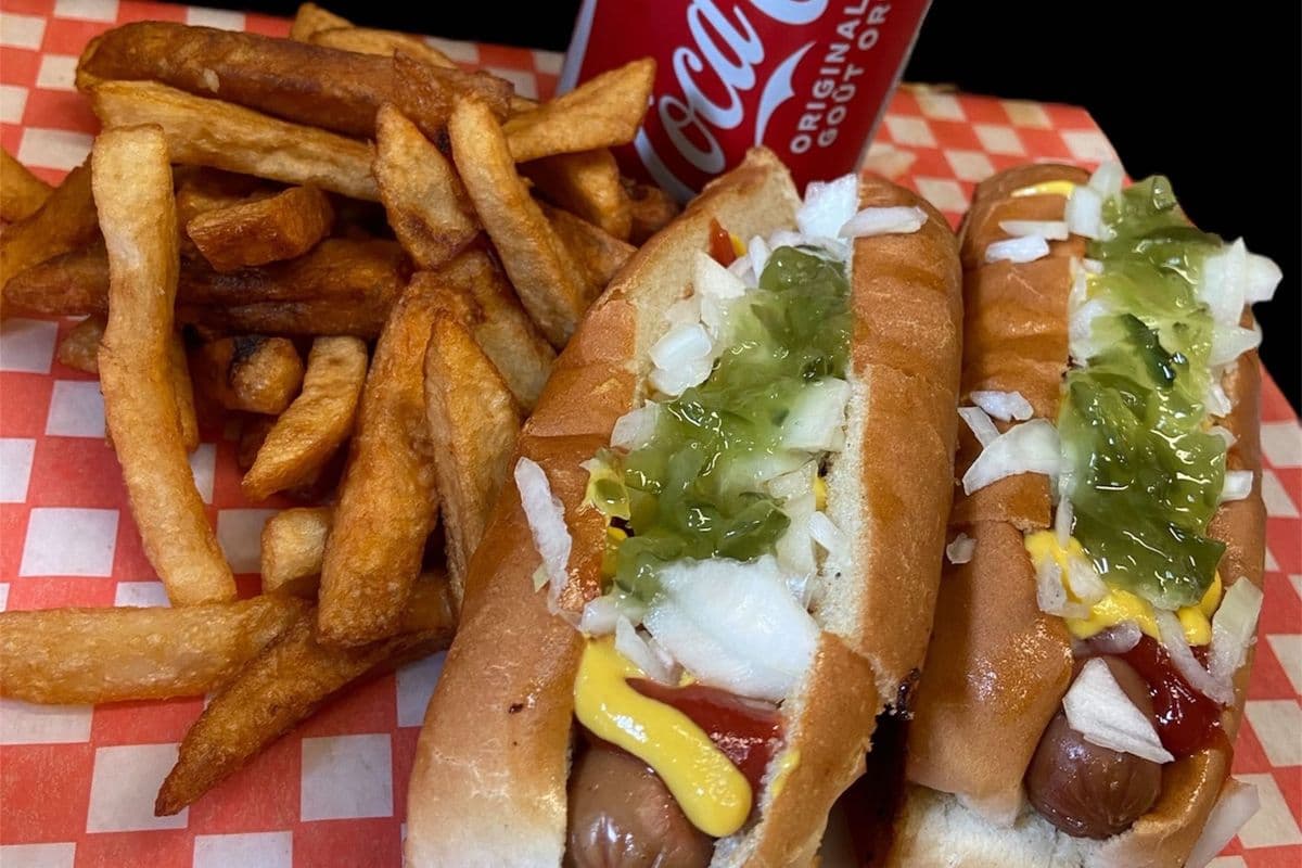 Combo #1 - Two Hot Dogs, Fries & Canned Drink