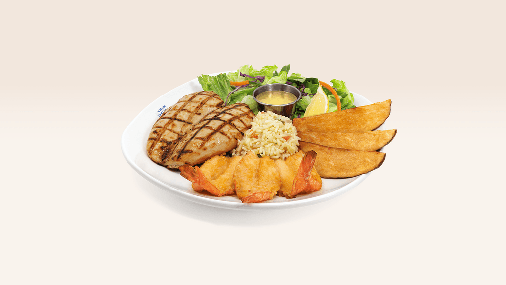Poitrine de poulet et crevettes papillon / Chicken Breast and Butterfly Shrimp