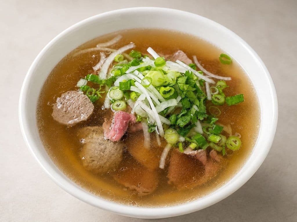 208. Medium Rare Beef and Beef Ball Rice Noodle Soup