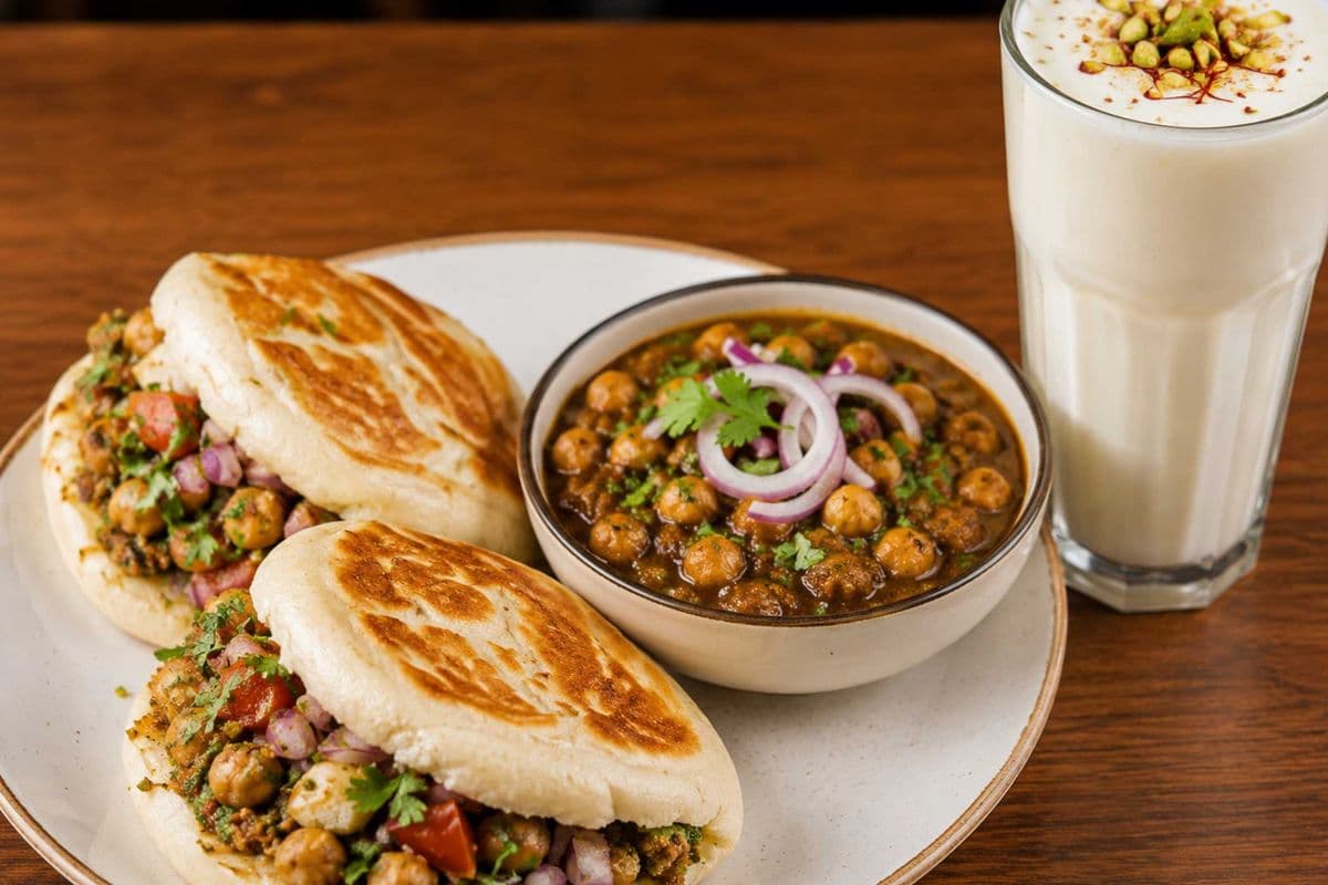 Punjabi Combo (Kulche chole (2), Sweet Lassi)