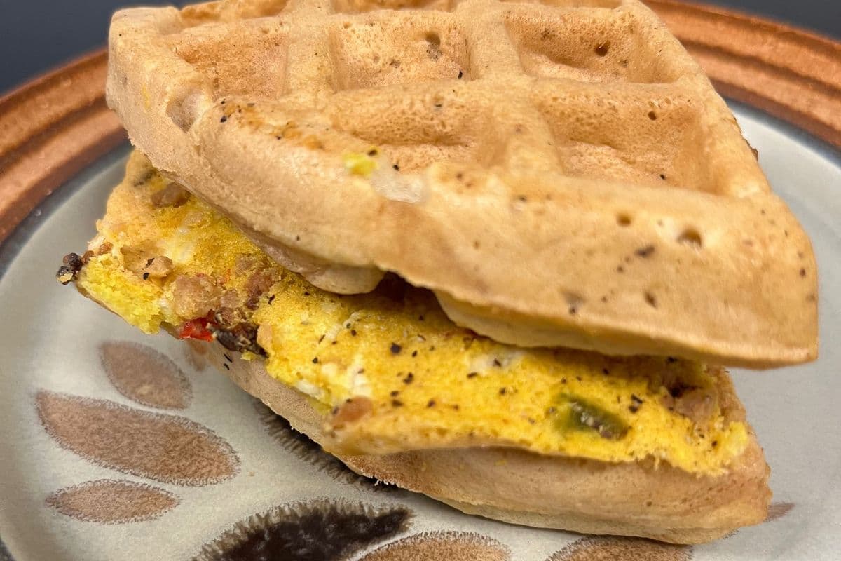 Waffle and Egg Breakfast Sandwich
