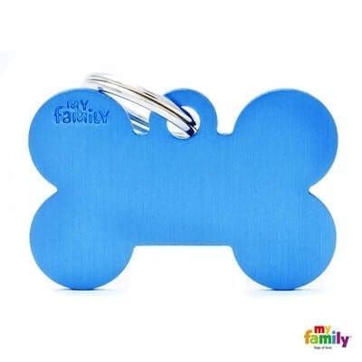 MyFamily Blue Aluminum Bone Engraved Tag