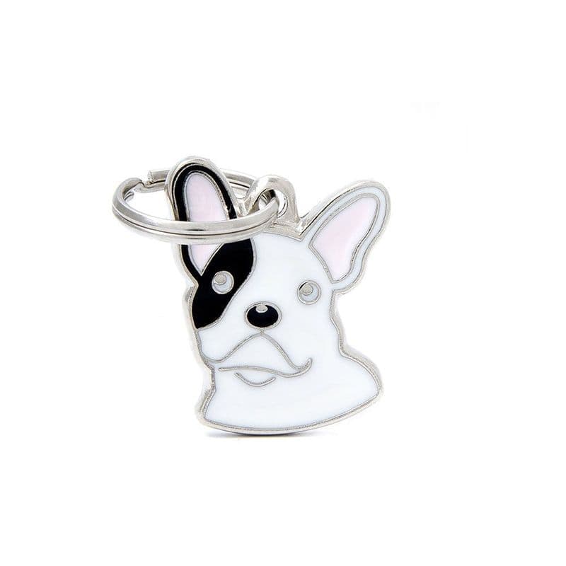 MyFamily White French Bulldog Engraved Tag