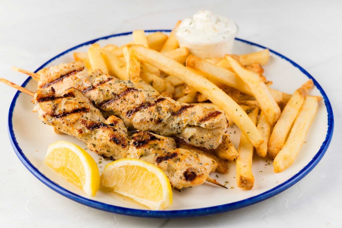 Chicken Souvlaki with Fries