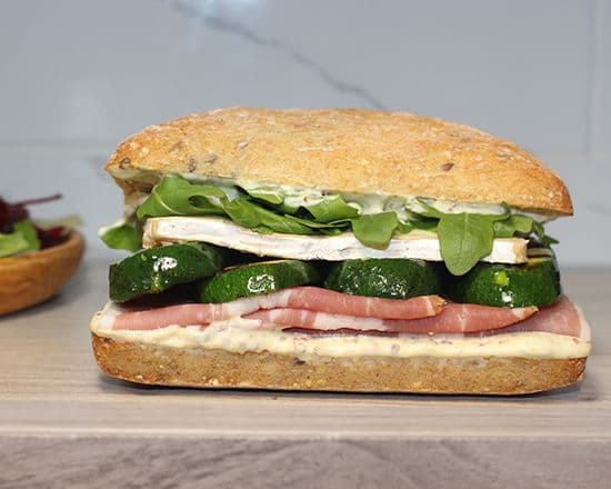 Prosciutto and Brie Panini & Side Baby Green Salad