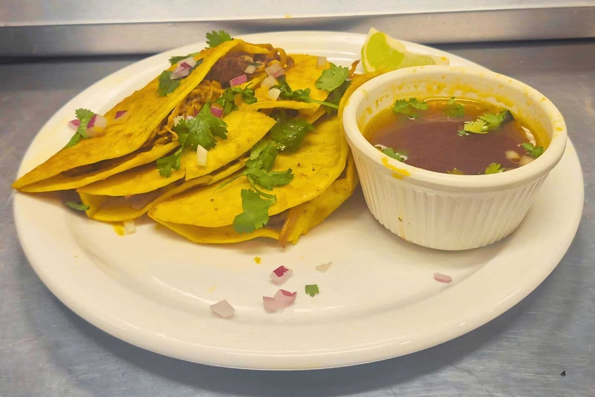 Quesabirria Tacos with canned drink