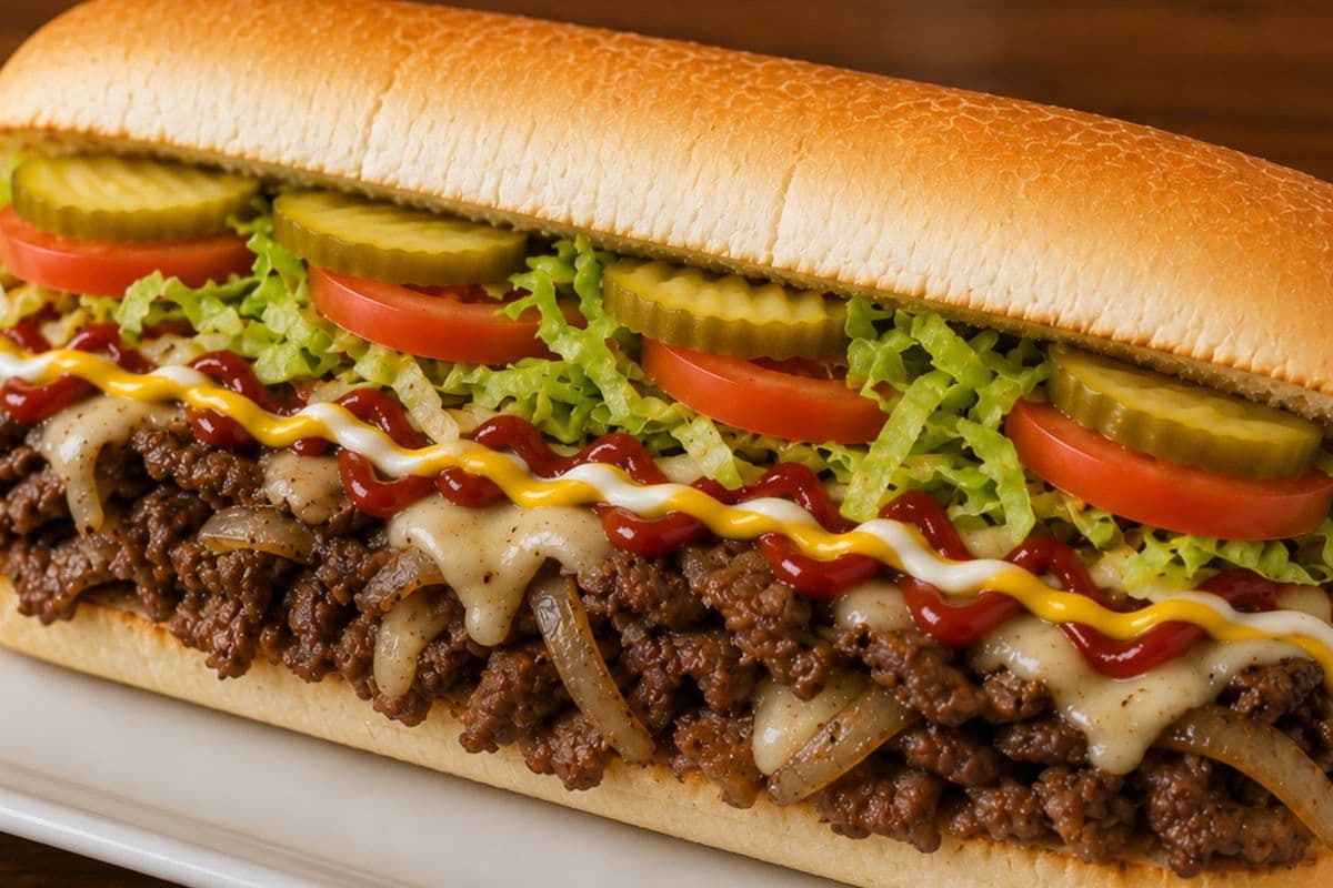 Double steak and cheese sub