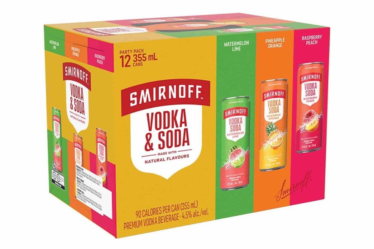 Smirnoff Vodka & Soda Party Pack (12 x 355mL Cans)
