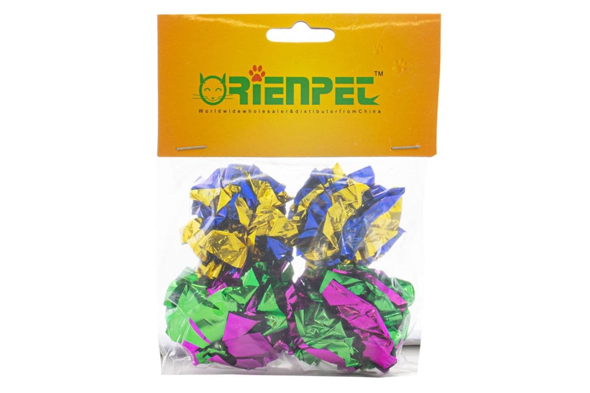 Pampered Pal Crinkle Ball Cat Toy (4 Pack)