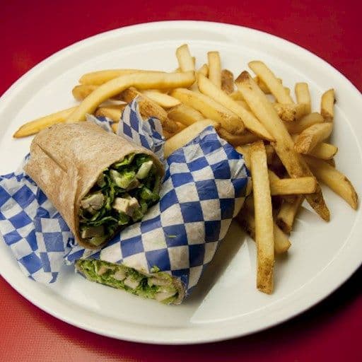 Chicken Caesar Wrap and Fries