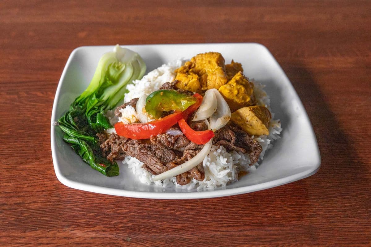 55. Curry Chicken and Beef on Rice