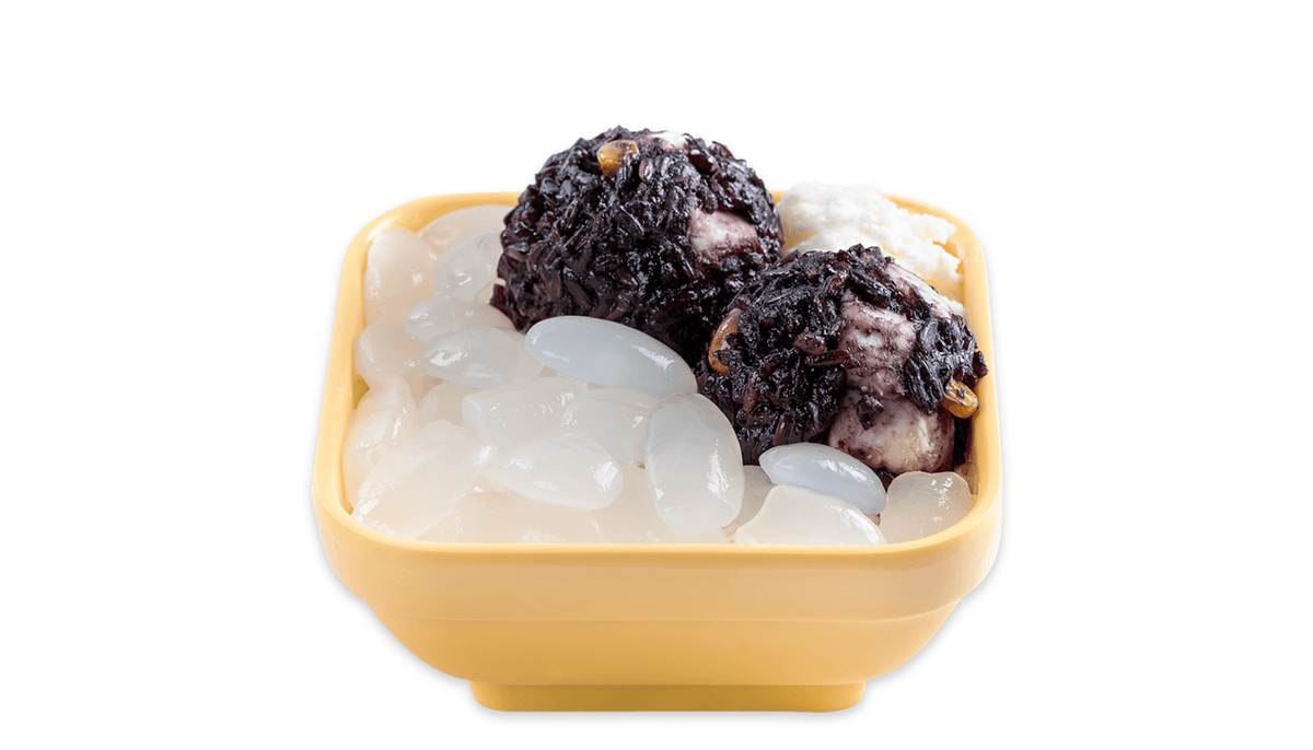 Thai Black Glutinous Rice and Toddy Palm with Vanilla Frost - 海底椰白雪黑糯米