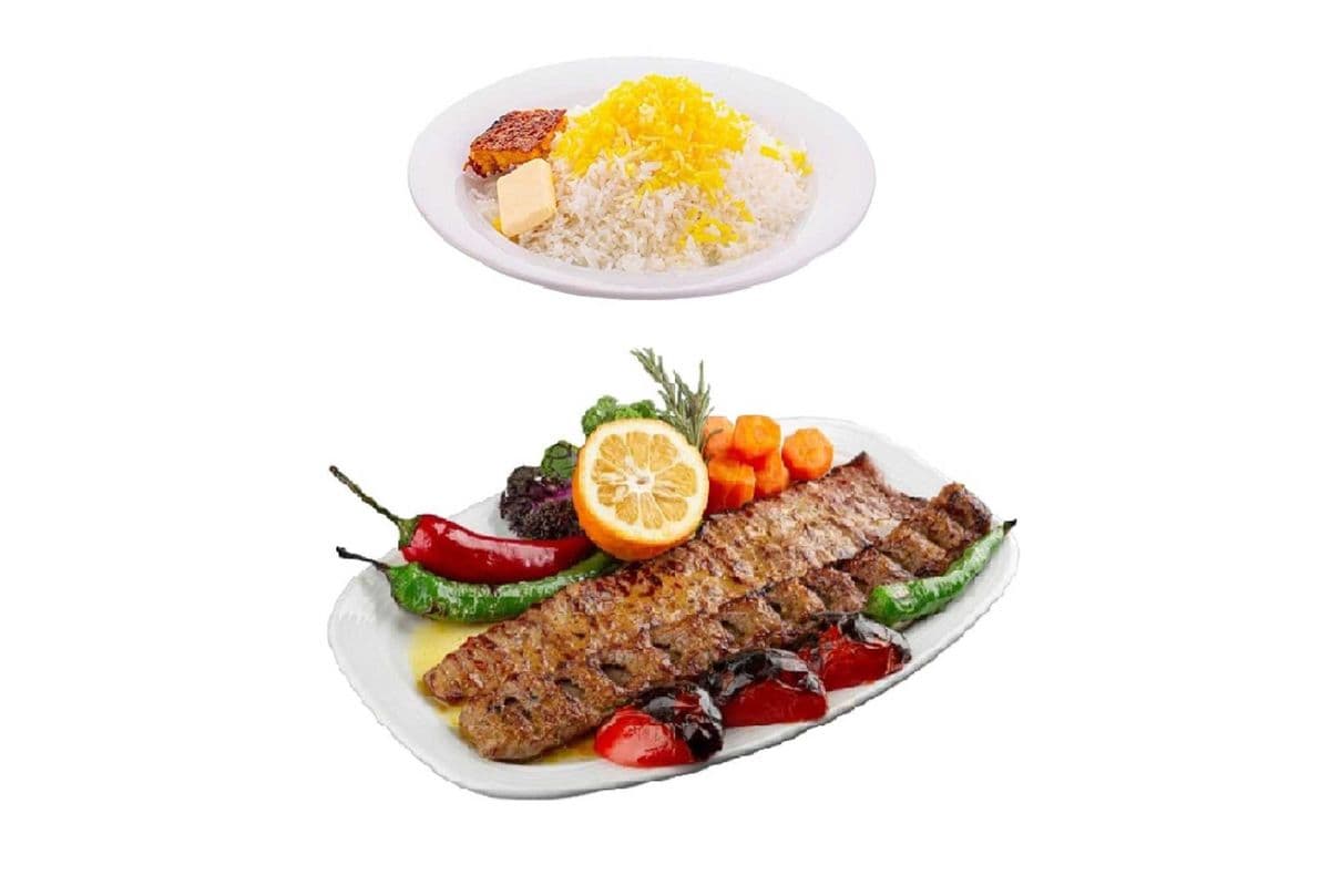 Royal Kebab (Kababe Soltani) with Rice