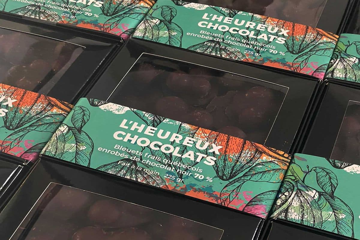 Bouchées de bleuets frais enrobées de chocolat 70% (225 g)