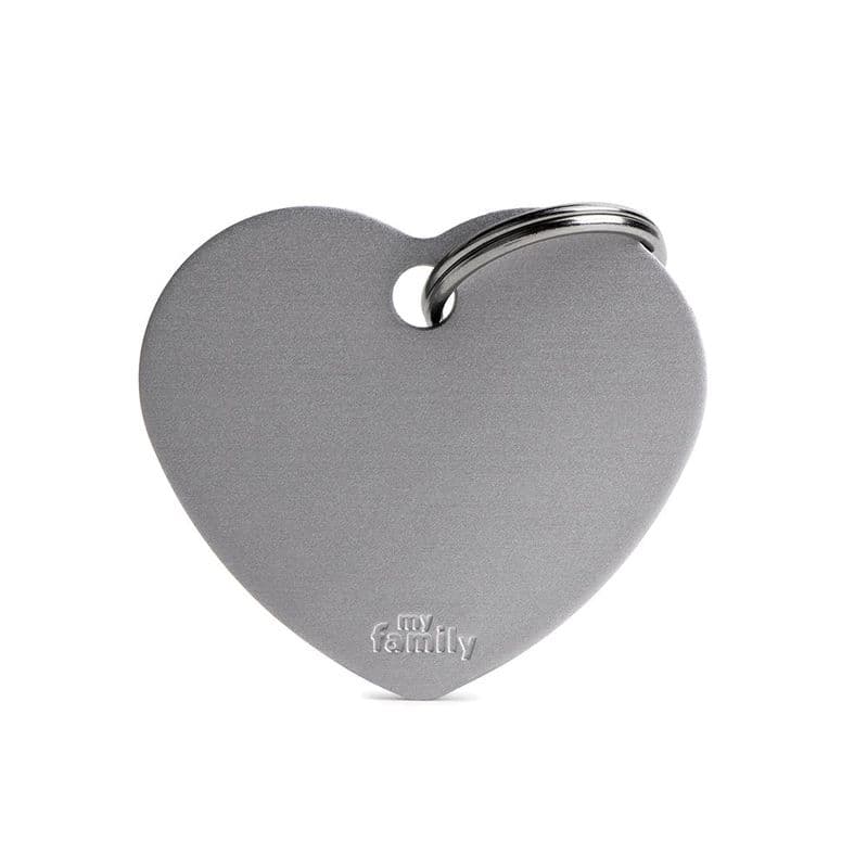 MyFamily Heart Aluminum Grey Engraved Tag