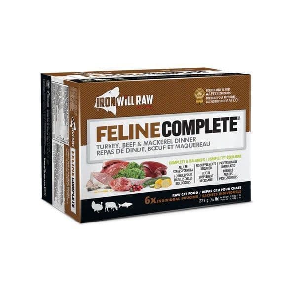 Iron Will Raw Feline Complete Turkey, Beef & Mackerel Dinner 6 x 1/2 lb