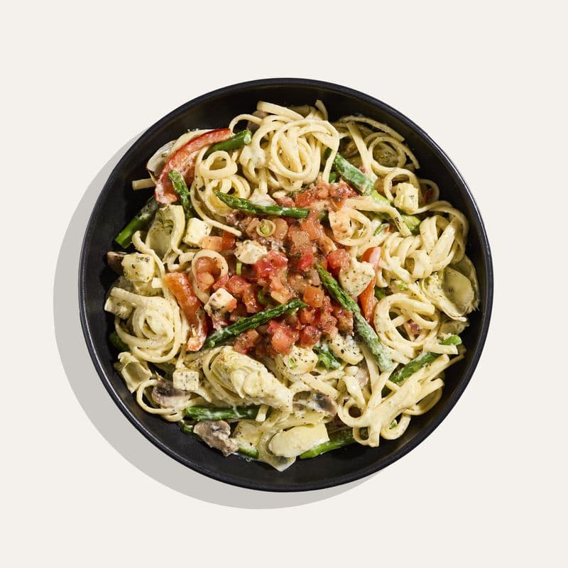 Linguine brie, pesto & légumes grillés - modérée / Brie, pesto & grilled veggies linguine - moderate