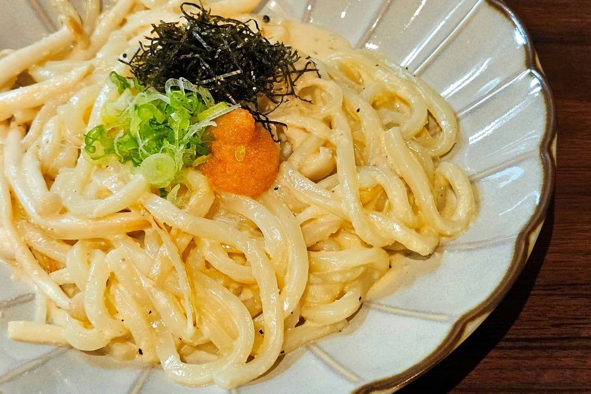 Double mentaiko cream udon