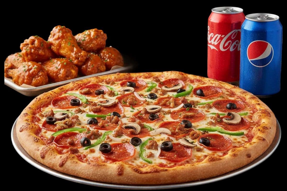 X-Large Pizza with 15 Wings and 2 pop