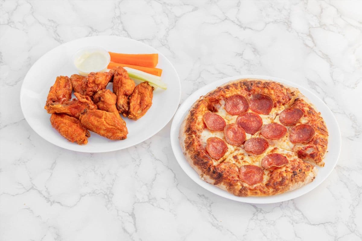 Combo #1 (4 Slice Pizza and 1 Pound Wings)