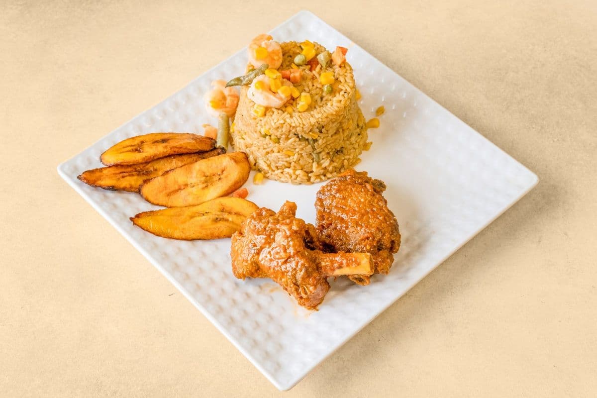 Shrimps Fried Rice with Turkey and Plantain