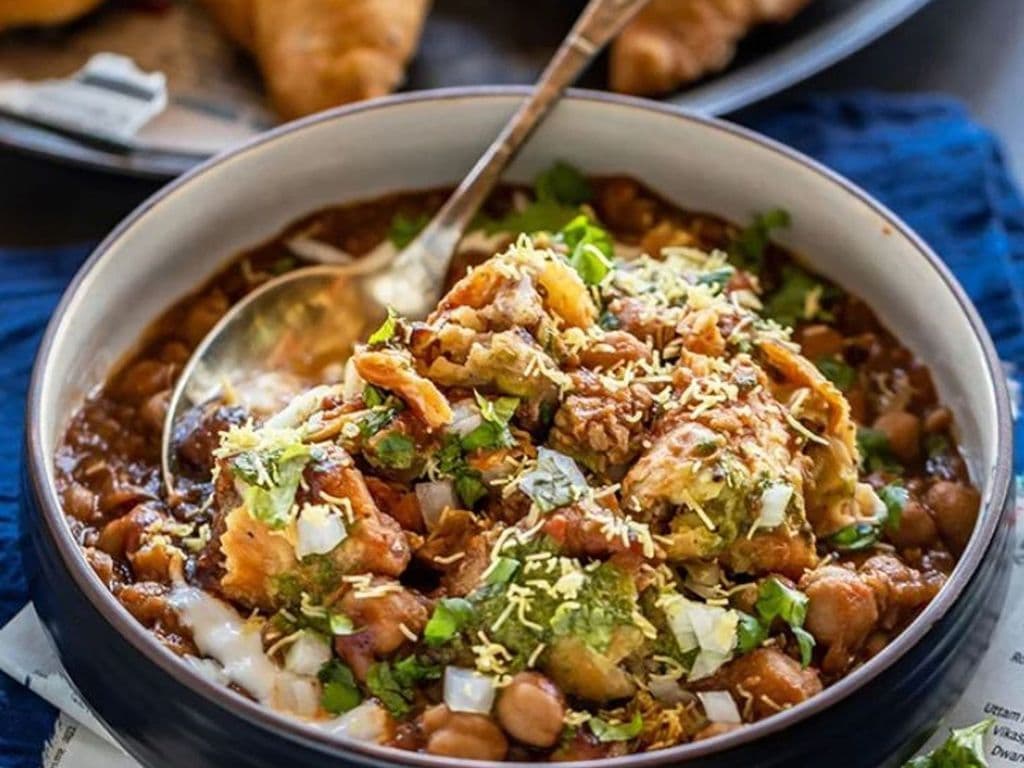 Chana samosa chat.