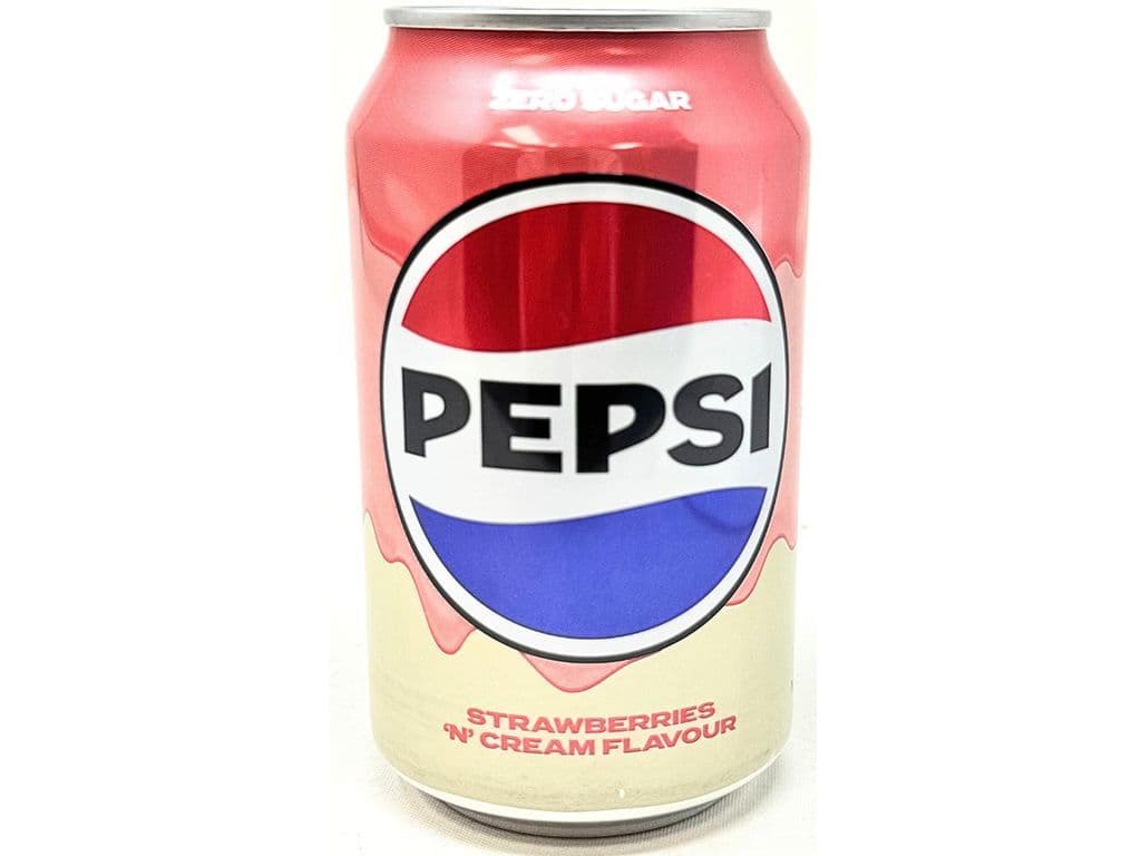 Pepsi Strawberries and Cream Soda Zero Sugar UK Pop 330ml Canned Drink
