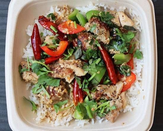 Basil Chicken on Rice