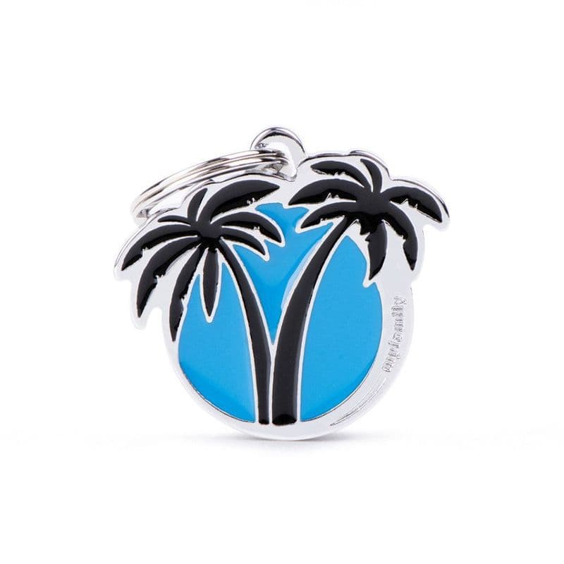 MyFamily Light Blue Palms Engraved ID Tag