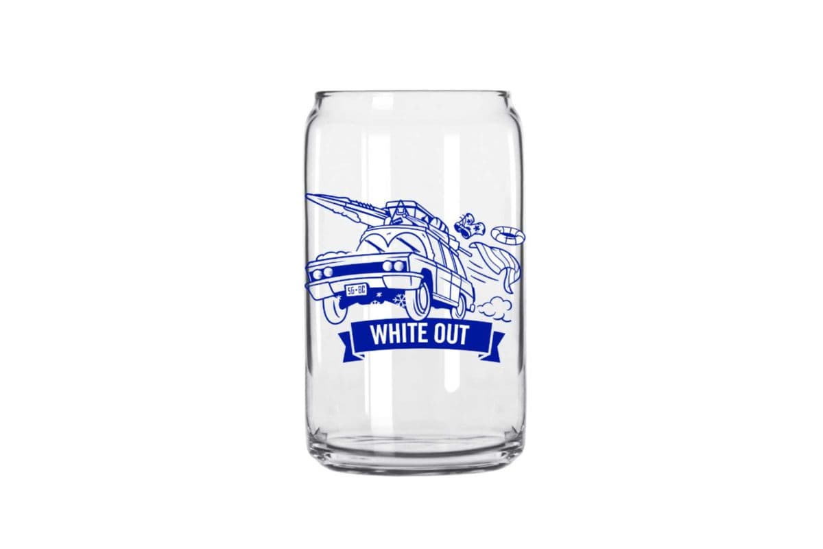 White Out Beer Can Bar Glass (16 oz)