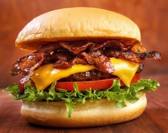 Sizzling bacon cheeseburger
