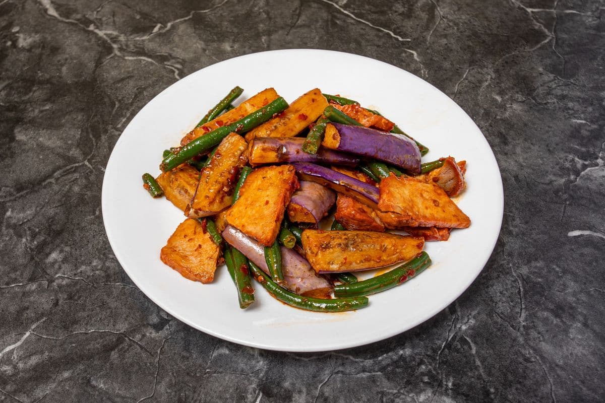 Eggplant Green Bean Stir-Fry BBQ Pork