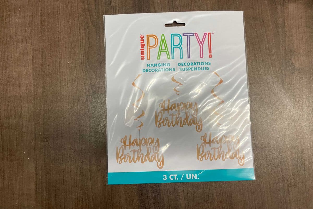 Hang Swirl Bday Rose Gold 3pc (32")
