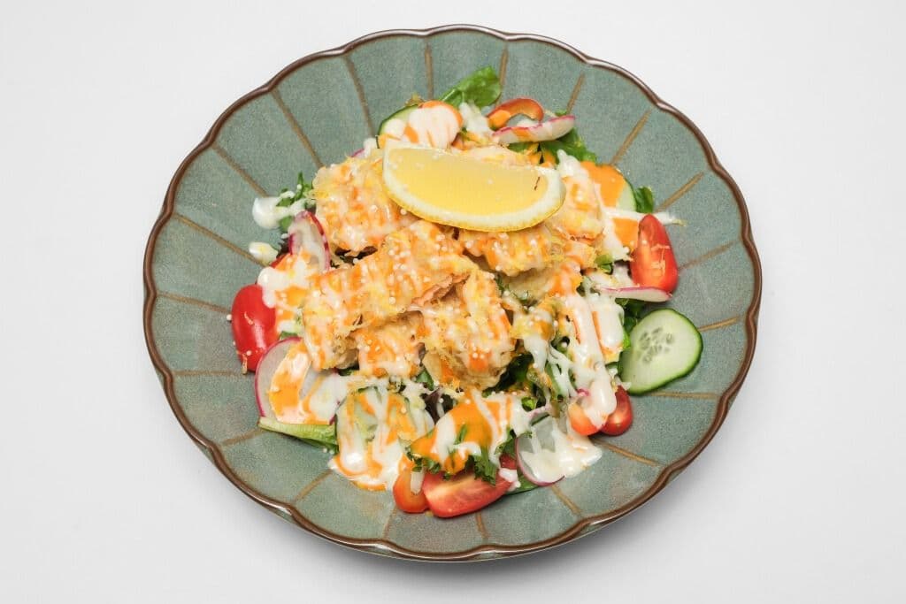 Salmon Kakiage Salad