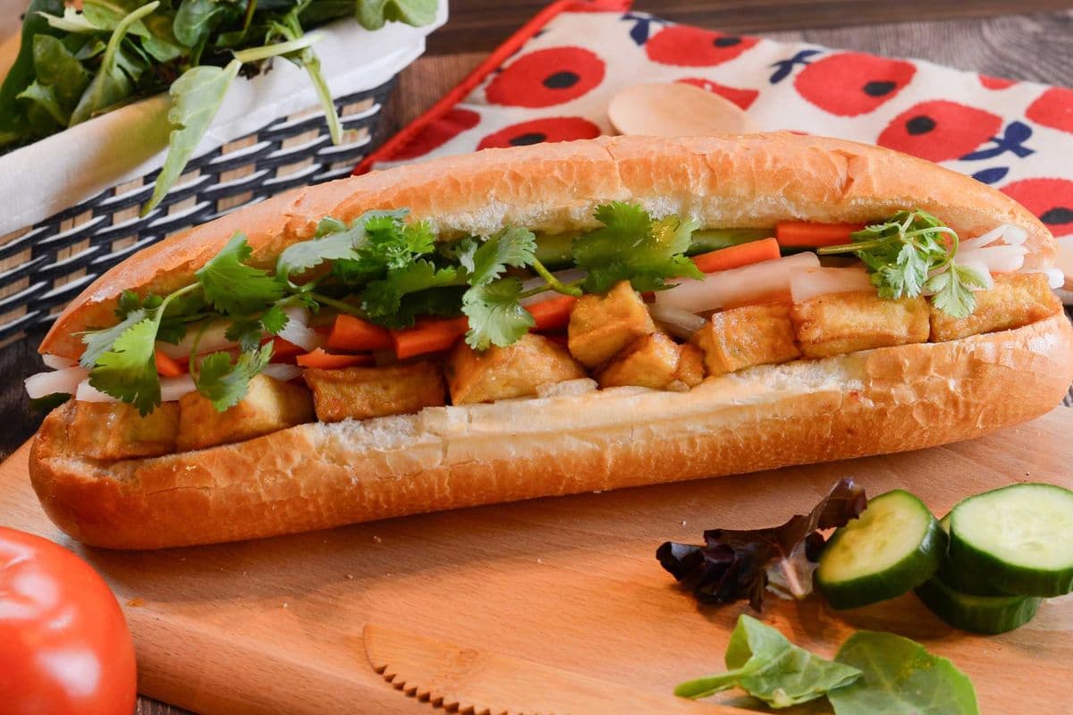 Golden Tofu Veggies Banh Mi Sub