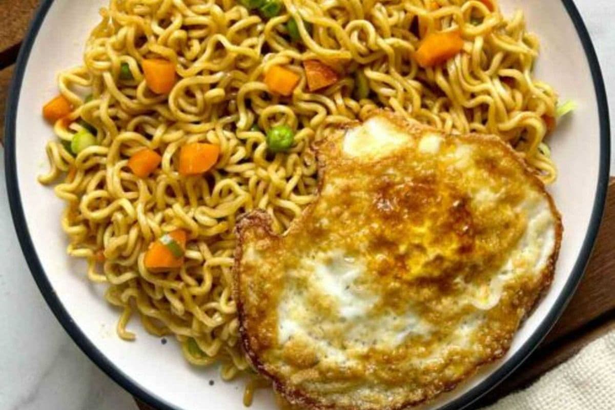 Spicy Indomie Noodles with Fried Egg
