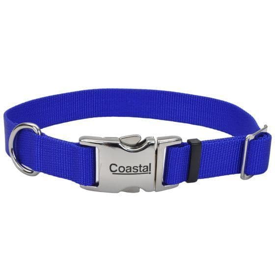 Coastal Adjustable Nylon Collar with Titan Metal Buckle Blue