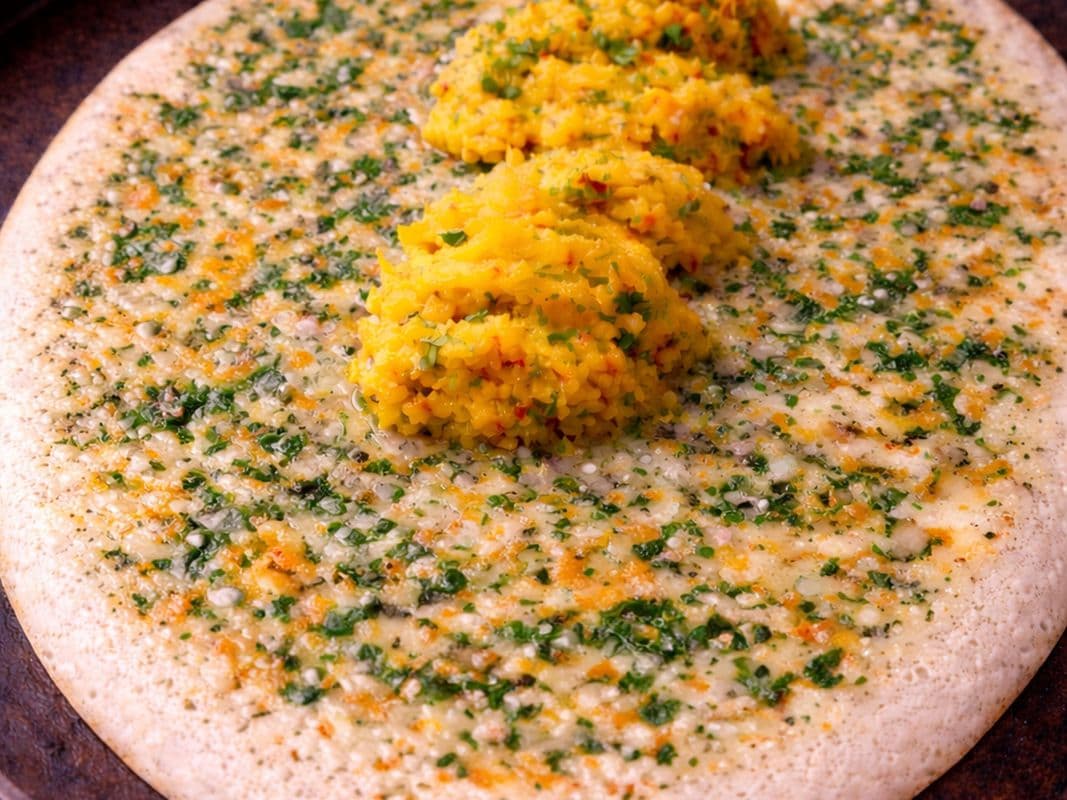 Fresh Spinach & Cheese Masala Dosa