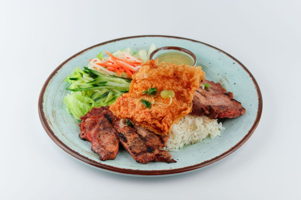 608. [NEW] Grilled Meat & Crispy Shrimp Bean Curd (Com 1 Loại, Tau Hu Ky)