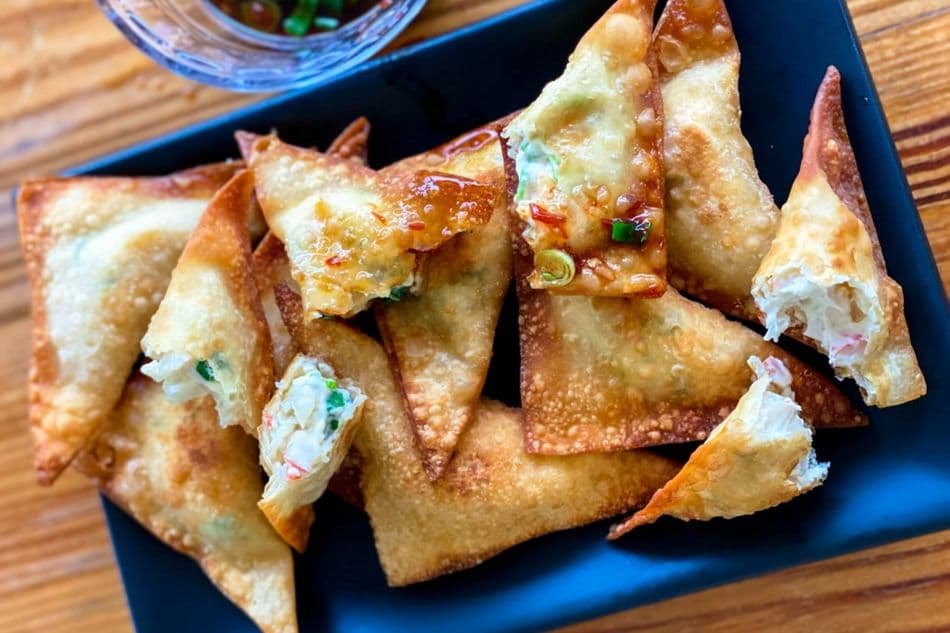 Crisp Wonton Pockets with Creamy Crab Cheese Filling