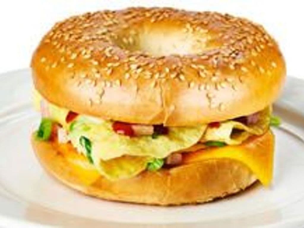 Omelette & Veggies on a Bagel