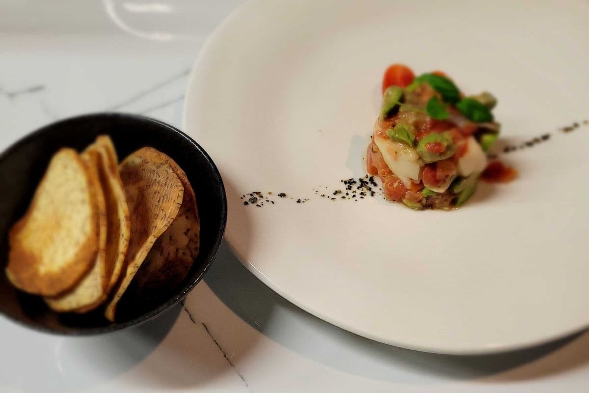 Ceviche and Taro Chips
