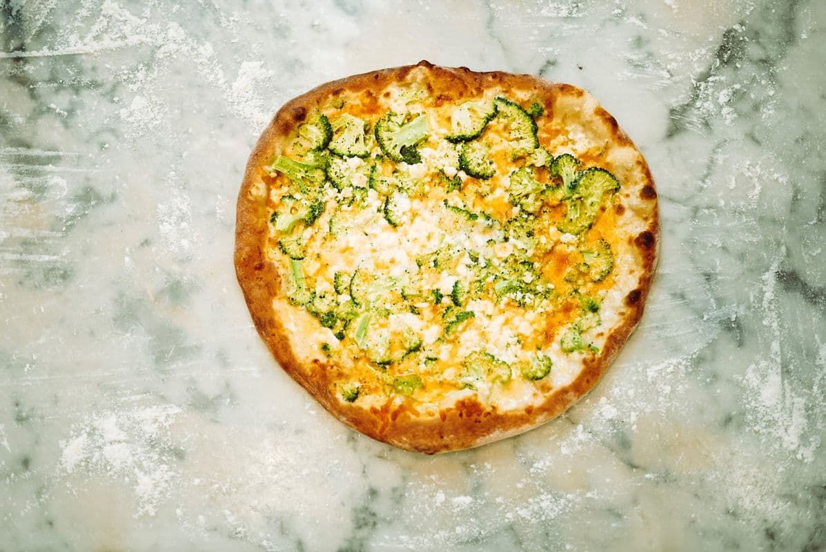 Broccoli, Garlic, and Cheese Pizza