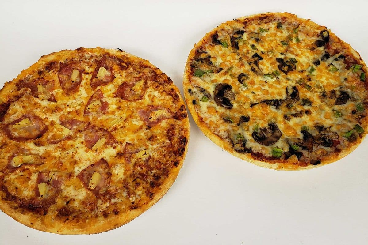 2 Medium 2-Topping Pizzas