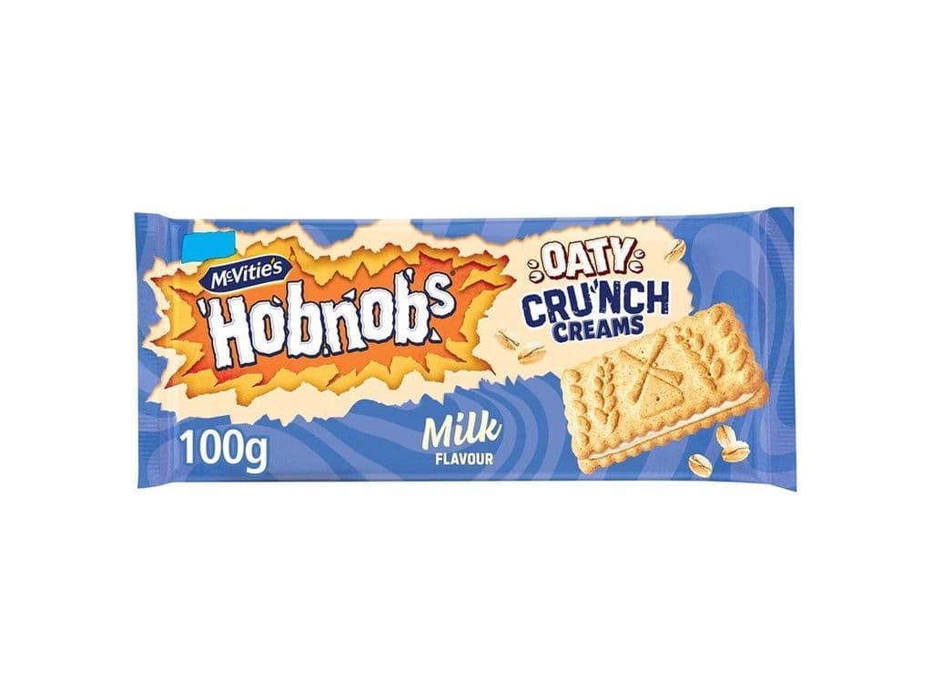McVities Hobnobs Oaty Crunch Creams Vanilla Biscuit Sandwiches UK 100g