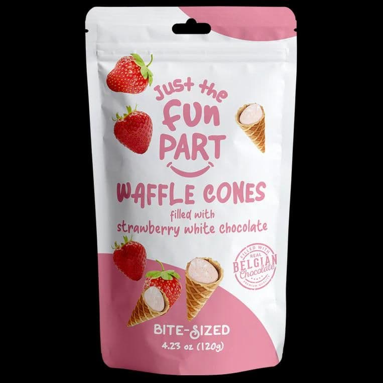 Just the Fun Part Strawberry White Chocolate Waffle Cones