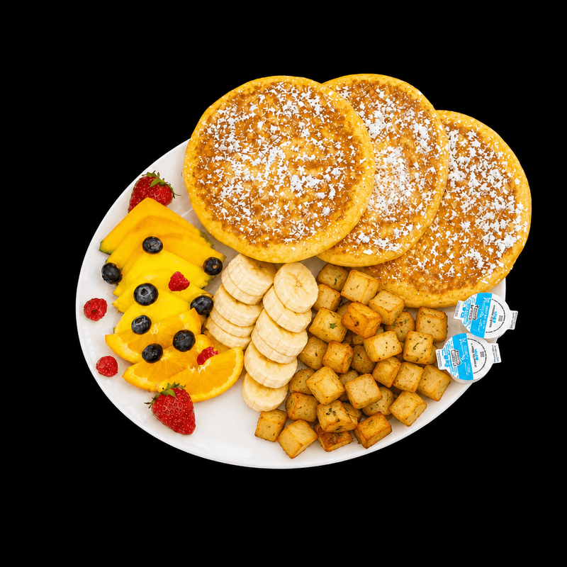 Trois (3) crêpes ou (3) pains dorés / Three (3) pancakes or (3) French toast