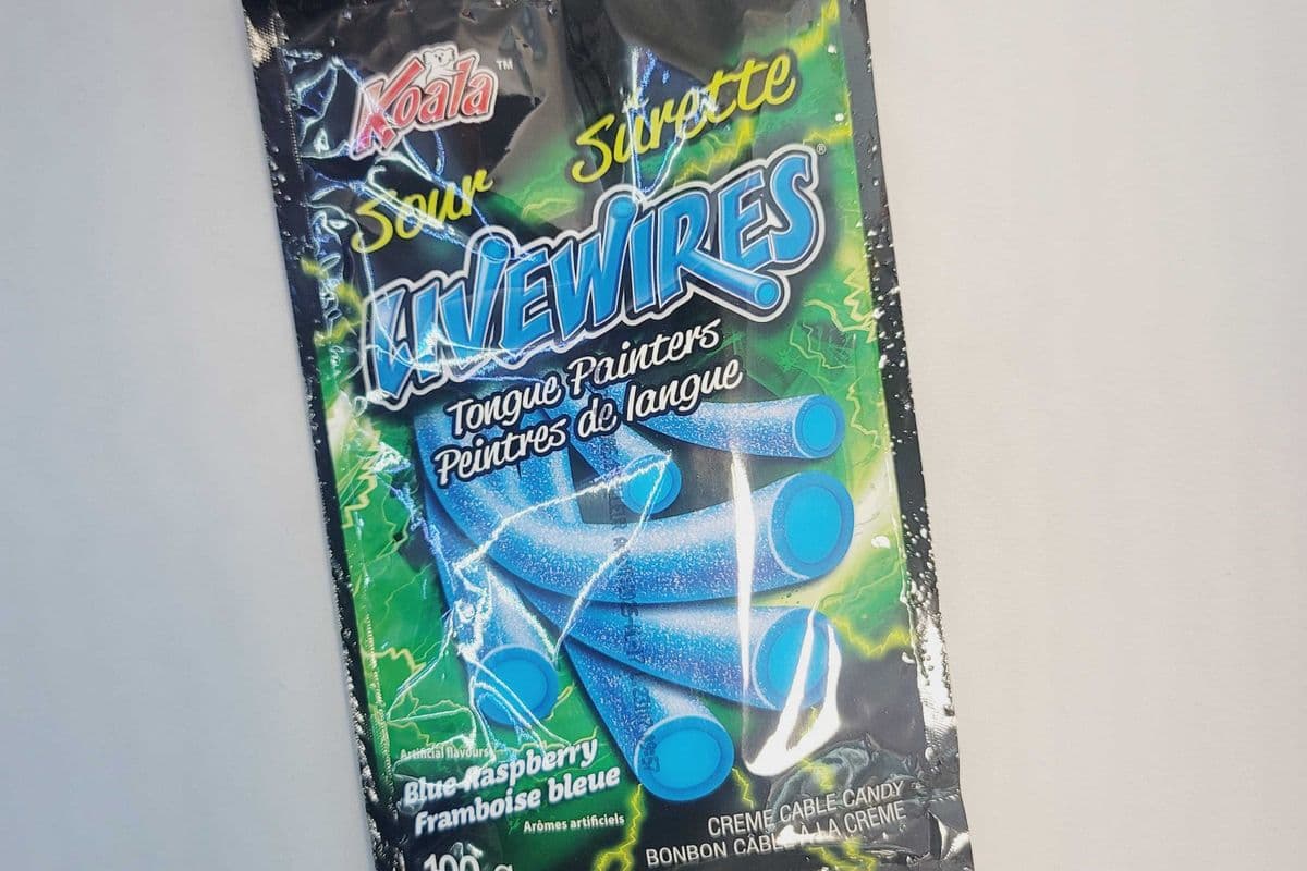 Blue Raspberry Sour Livewires Tongue Painters Creme Cable Candy (100 g)